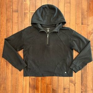 Layer 8 Black Quarter Zip Cropped Hoodie Size Small